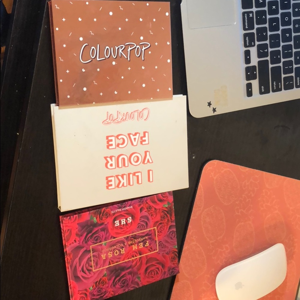 Colourpop palette eyeshadows and face highlight